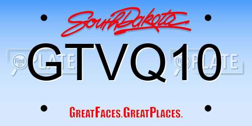 GTVQ10 South Dakota License Plate