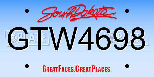GTW4698 South Dakota License Plate