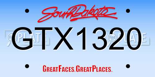 GTX1320 South Dakota License Plate