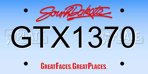 GTX1370 South Dakota License Plate