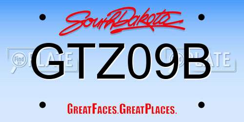 GTZ09B South Dakota License Plate