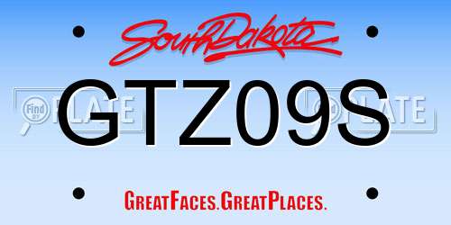 GTZ09S South Dakota License Plate