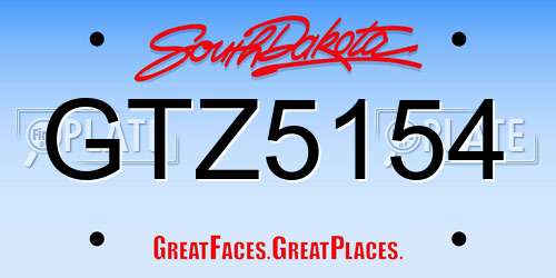 GTZ5154 South Dakota License Plate