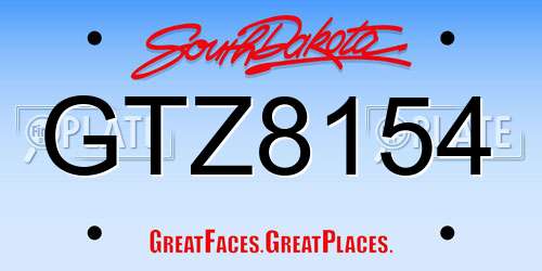GTZ8154 South Dakota License Plate