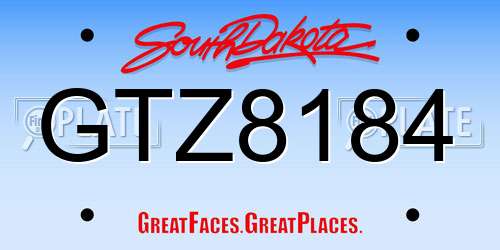 GTZ8184 South Dakota License Plate