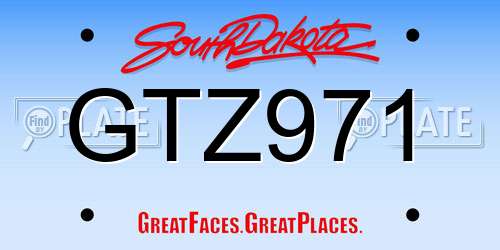GTZ971 South Dakota License Plate