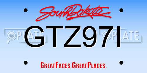 GTZ97I South Dakota License Plate
