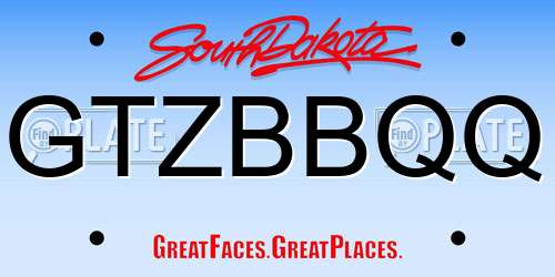GTZBBQQ South Dakota License Plate