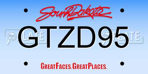 GTZD95 South Dakota License Plate