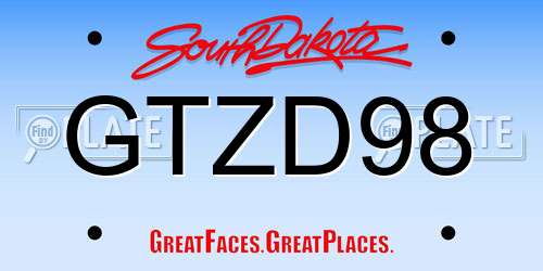 GTZD98 South Dakota License Plate