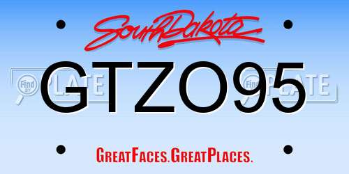GTZO95 South Dakota License Plate