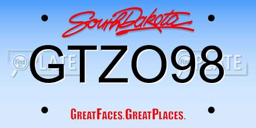 GTZO98 South Dakota License Plate