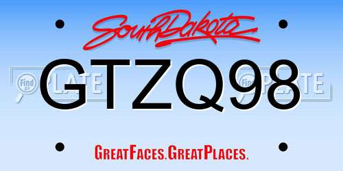 GTZQ98 South Dakota License Plate