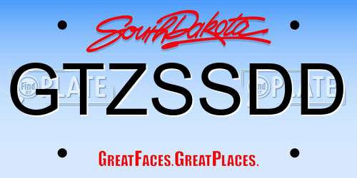 GTZSSDD South Dakota License Plate