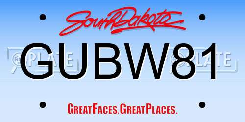 GUBW81 South Dakota License Plate