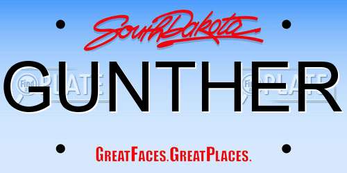 GUNTHER South Dakota License Plate