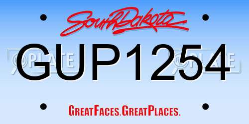 GUP1254 South Dakota License Plate