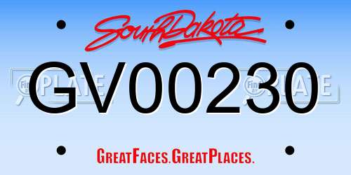 GV00230 South Dakota License Plate
