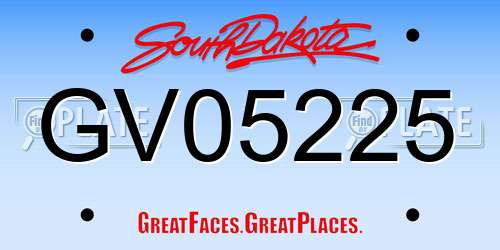 GV05225 South Dakota License Plate