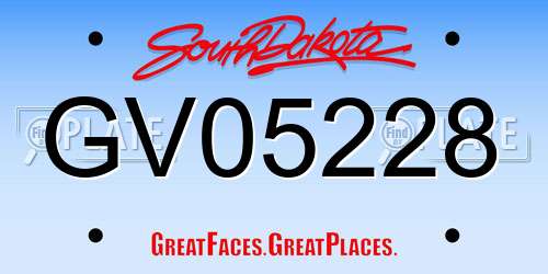 GV05228 South Dakota License Plate