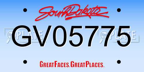 GV05775 South Dakota License Plate