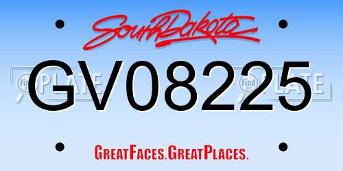 GV08225 South Dakota License Plate