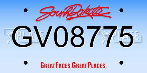 GV08775 South Dakota License Plate