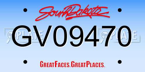 GV09470 South Dakota License Plate