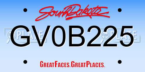GV0B225 South Dakota License Plate