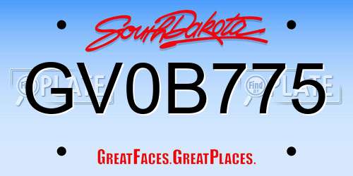 GV0B775 South Dakota License Plate