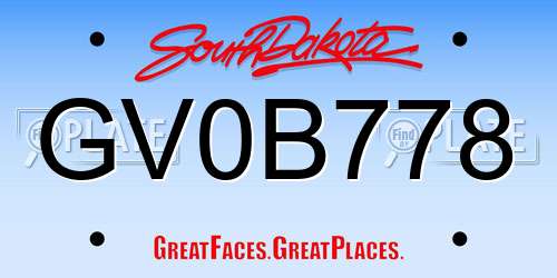 GV0B778 South Dakota License Plate