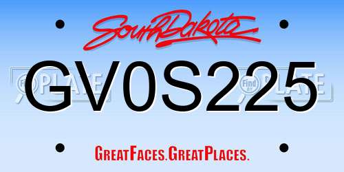 GV0S225 South Dakota License Plate
