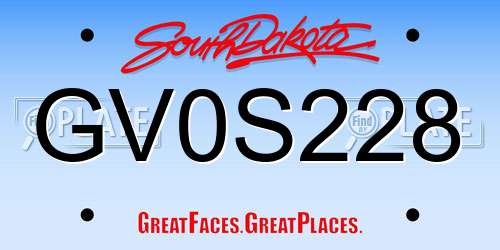 GV0S228 South Dakota License Plate