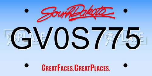 GV0S775 South Dakota License Plate