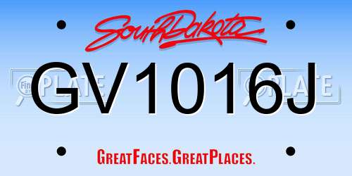 GV1016J South Dakota License Plate