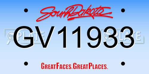 GV11933 South Dakota License Plate