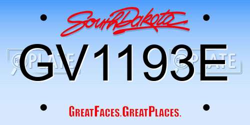 GV1193E South Dakota License Plate