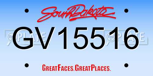 GV15516 South Dakota License Plate