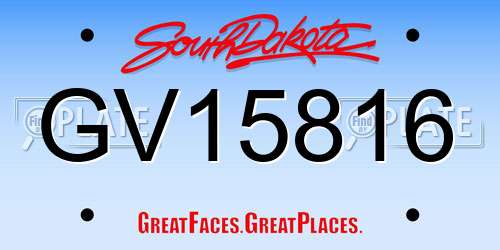 GV15816 South Dakota License Plate
