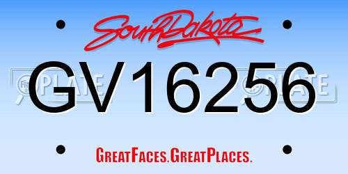 GV16256 South Dakota License Plate