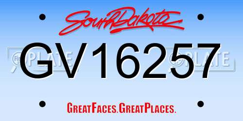 GV16257 South Dakota License Plate
