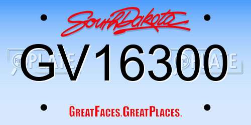 GV16300 South Dakota License Plate