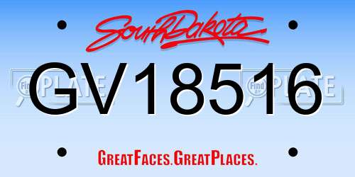 GV18516 South Dakota License Plate