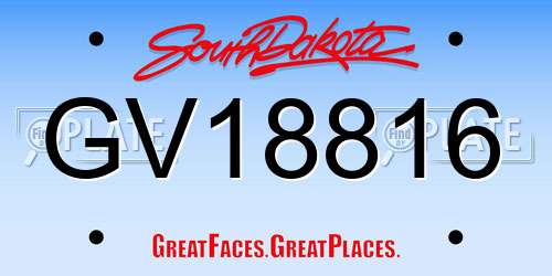 GV18816 South Dakota License Plate