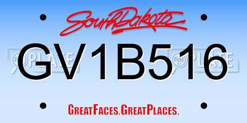 GV1B516 South Dakota License Plate
