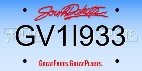GV1I933 South Dakota License Plate