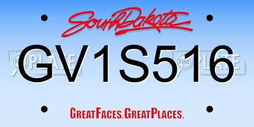 GV1S516 South Dakota License Plate