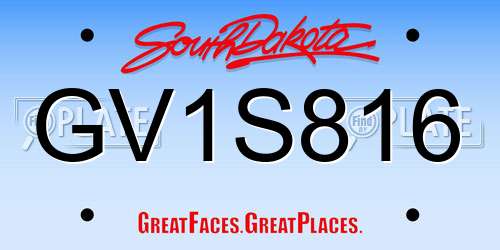 GV1S816 South Dakota License Plate