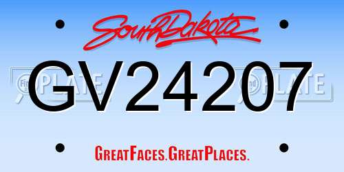 GV24207 South Dakota License Plate