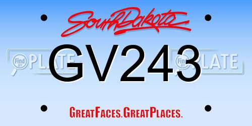 GV243 South Dakota License Plate